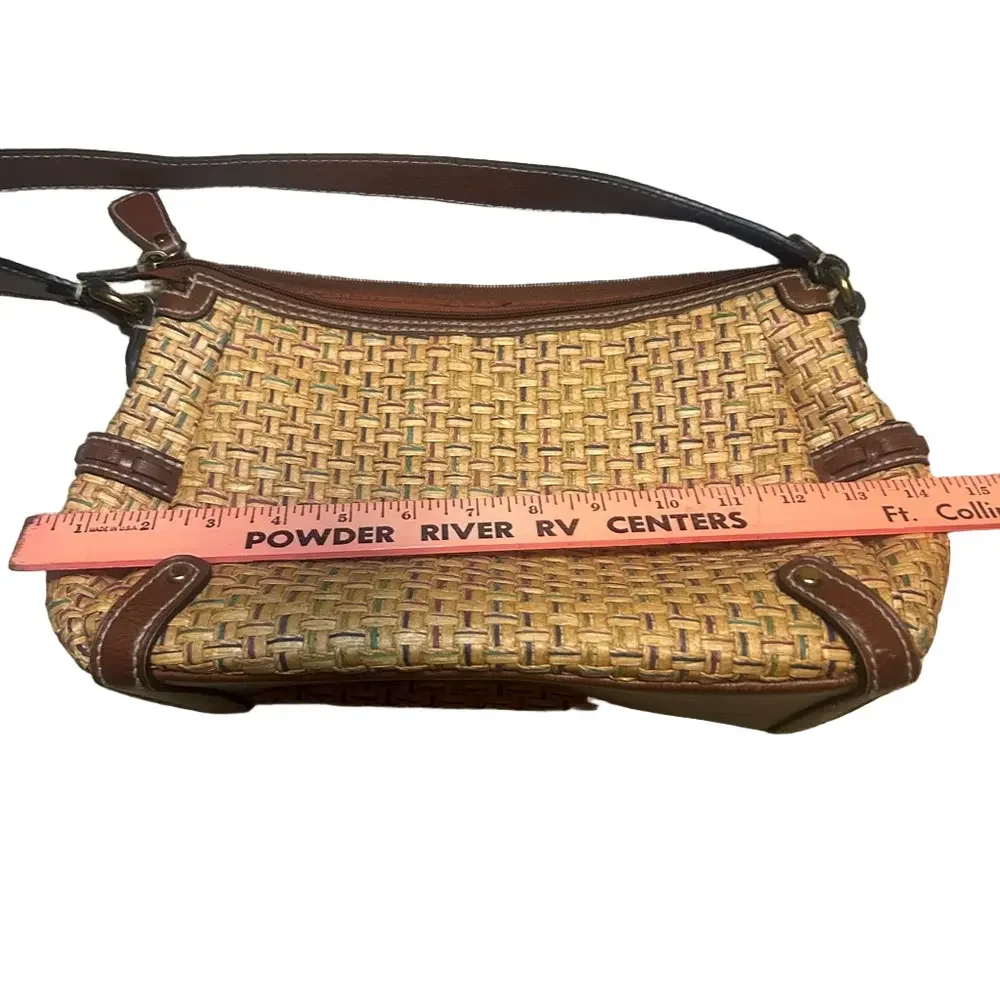 Fossil Neutral Tan and Brown Woven Handbag